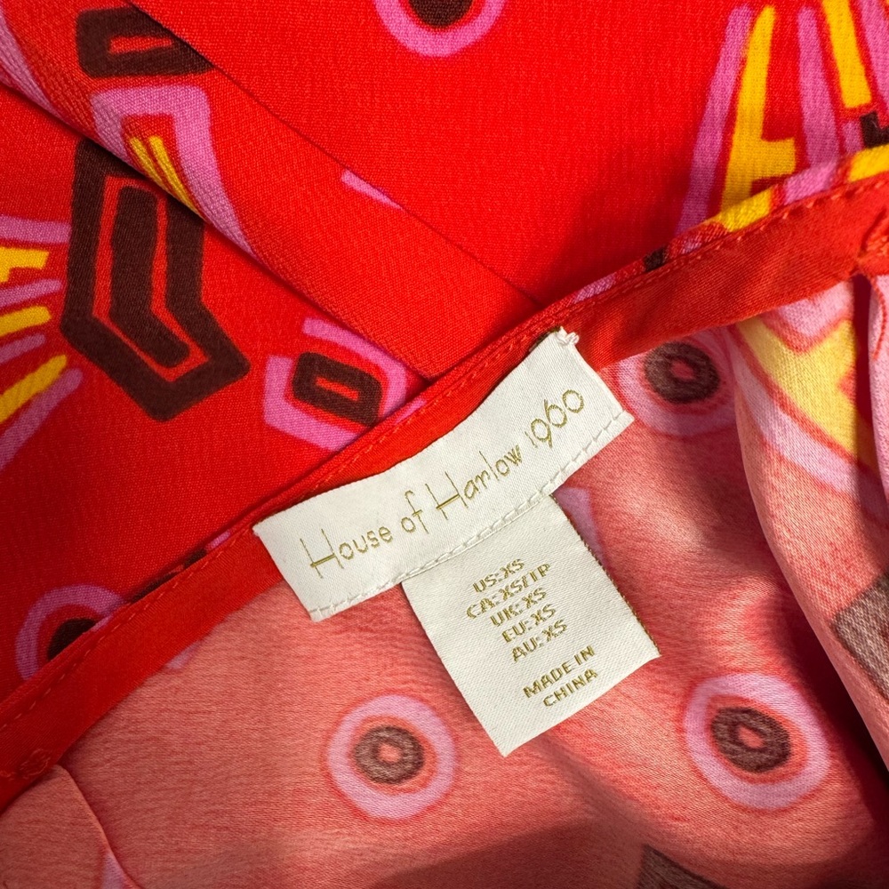 NWOT House of Harlow 1960 Red Banana Midi Dress Spaghetti Tie Strap Beaded - Picture 4 of 5